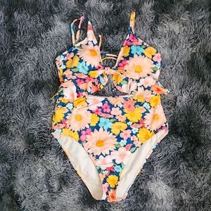 Hurley Cut-out Floral One Piece Swimsuit